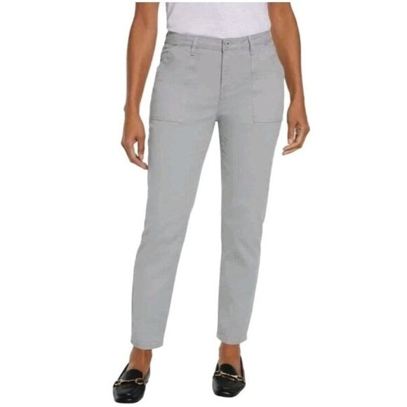 NWOT Banana Republic Women's 12 Gray Slim Fit Pants Cotton Blend Front Pockets - Picture 1 of 8